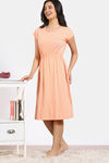 Zivame 2 Mile Fashion Knit Cotton Mid Length Nightdress - Apricot Ice — thumbnail 3